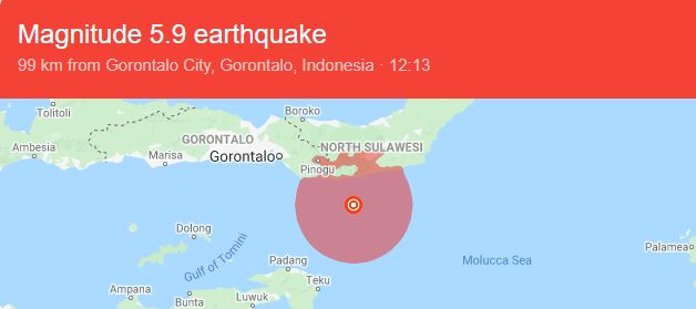 وقوع زمین لرزه ۵.۹ ریشتری در اندونزی