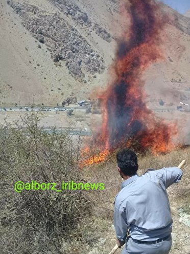 مهار آتش در طبیعت جاده کرج چالوس