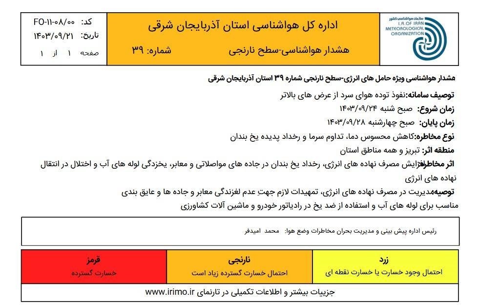 سرما و یخبندان در راه آذربایجان شرقی