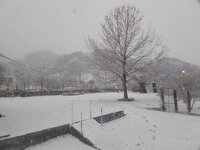 بارش برف در دهستان کوهشاه احمدی شهرستان حاجی آباد