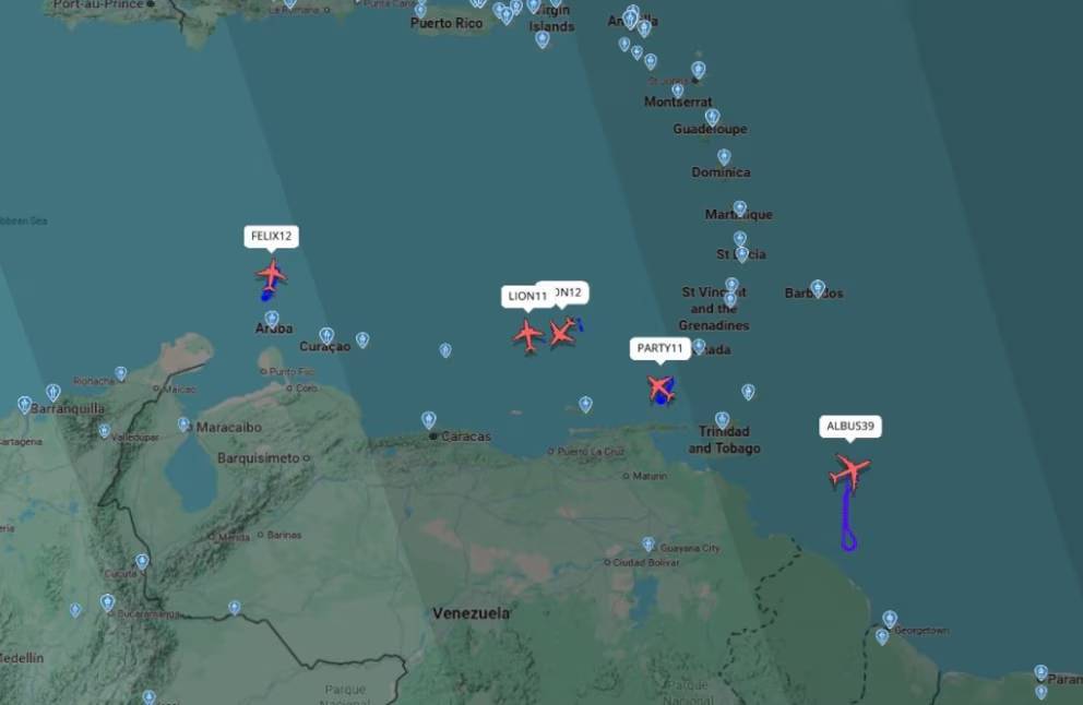 ۵ هواپیمای جاسوسی آمریکا در نزدیکی مرز هوایی ونزوئلا