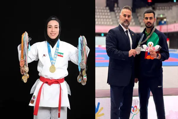 نشان‌های نقره المپیک ناشنوایان  بر گردن کاراته کاران فارسی