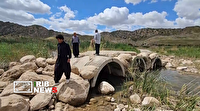 تخریب جاده مزارع سانری ایوان بر اثر سیل