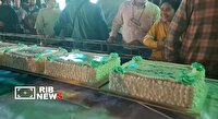 شیرینی کام عاشقان امام رضا در کیش با کیک ۸ متری