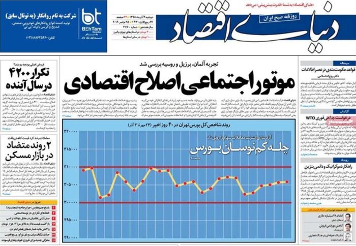 روزنامه‌های اقتصادی امروز